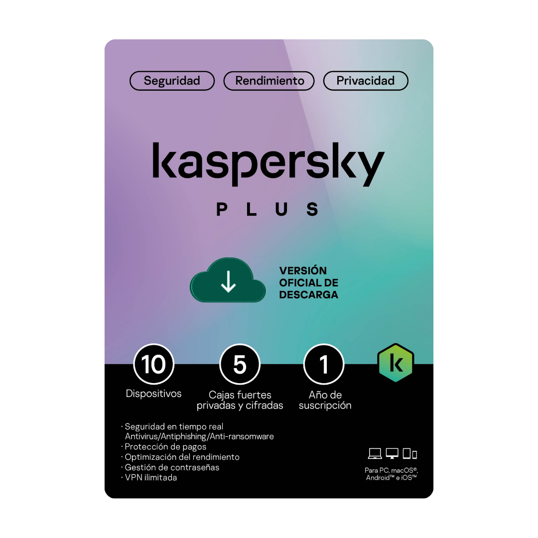 Kaspersky Plus 10 Dispositivos 1 Año