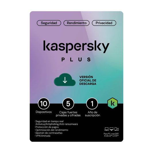 Kaspersky Plus 10 Dispositivos 1 Año