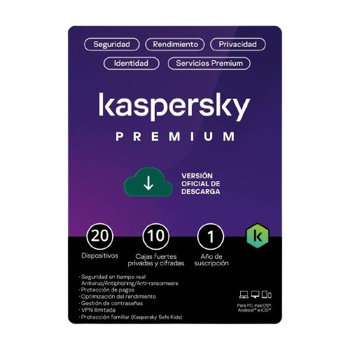 Kaspersky Premium 20 Dispositivos 1 Año