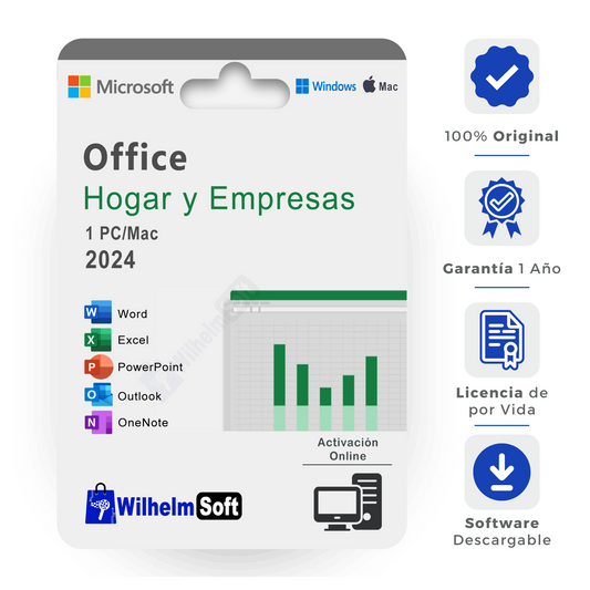 Microsoft Office Hogar y Empresas 2024 1 PC